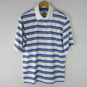 PGA Tour Large Blue Striped SS Polo Shirt Golf
